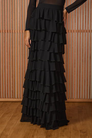 FABULOUS AGILITÀ - Saia Longa Britney Babados Preto